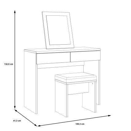 ERO Vanity Table + Stool, Brown/Black