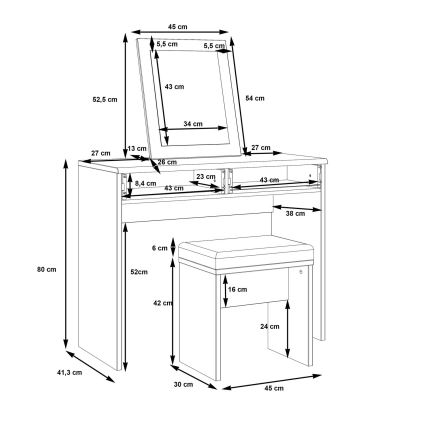 ERO Vanity Table + Stool, Brown/Black