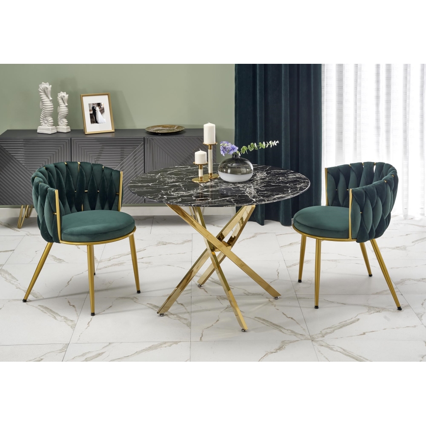 ESTEN 100 cm Dining Table, Black/Gold