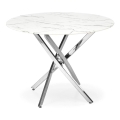 ESTEN 100 cm Dining Table, White/Silver