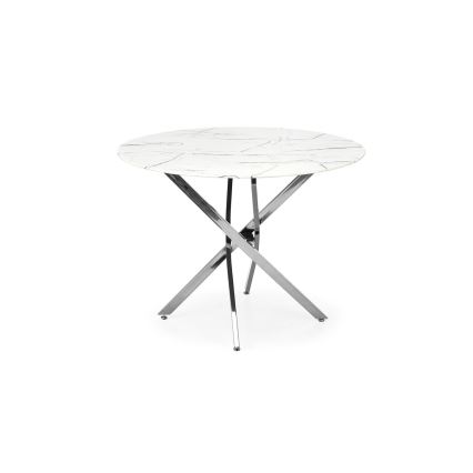 ESTEN 100 cm Dining Table, White/Silver