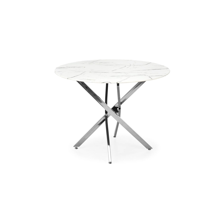 ESTEN 100 cm Dining Table, White/Silver