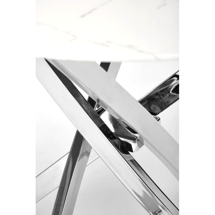 ESTEN 100 cm Dining Table, White/Silver