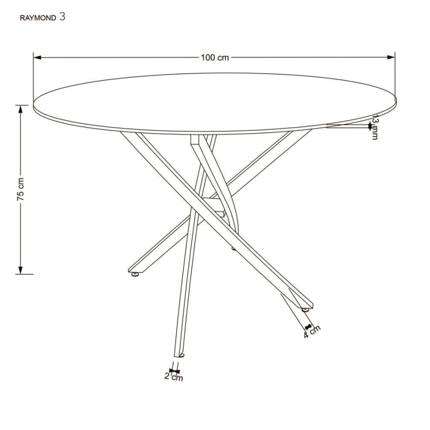 ESTEN 100 cm Dining Table, White/Silver
