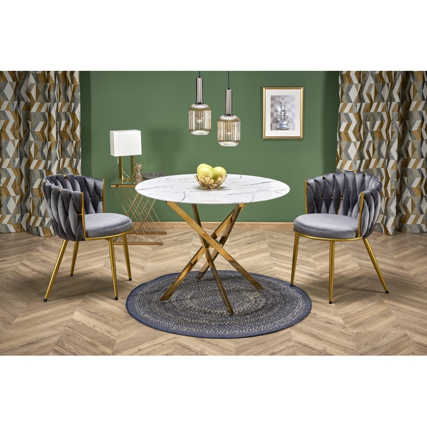 ESTEN Dining Table, 100 cm, White/Gold