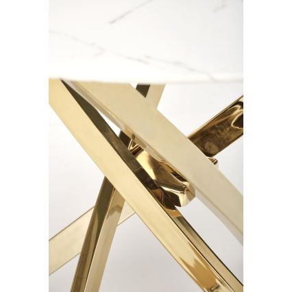 ESTEN Dining Table, 100 cm, White/Gold