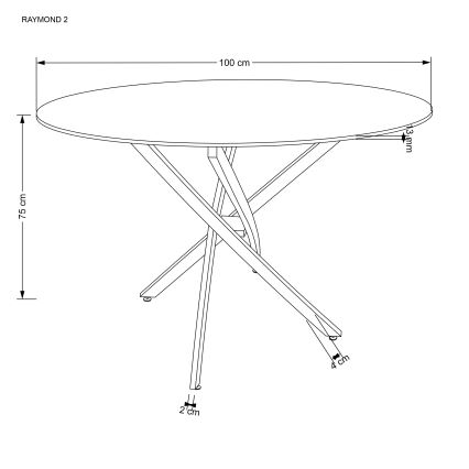 ESTEN Dining Table, 100 cm, White/Gold