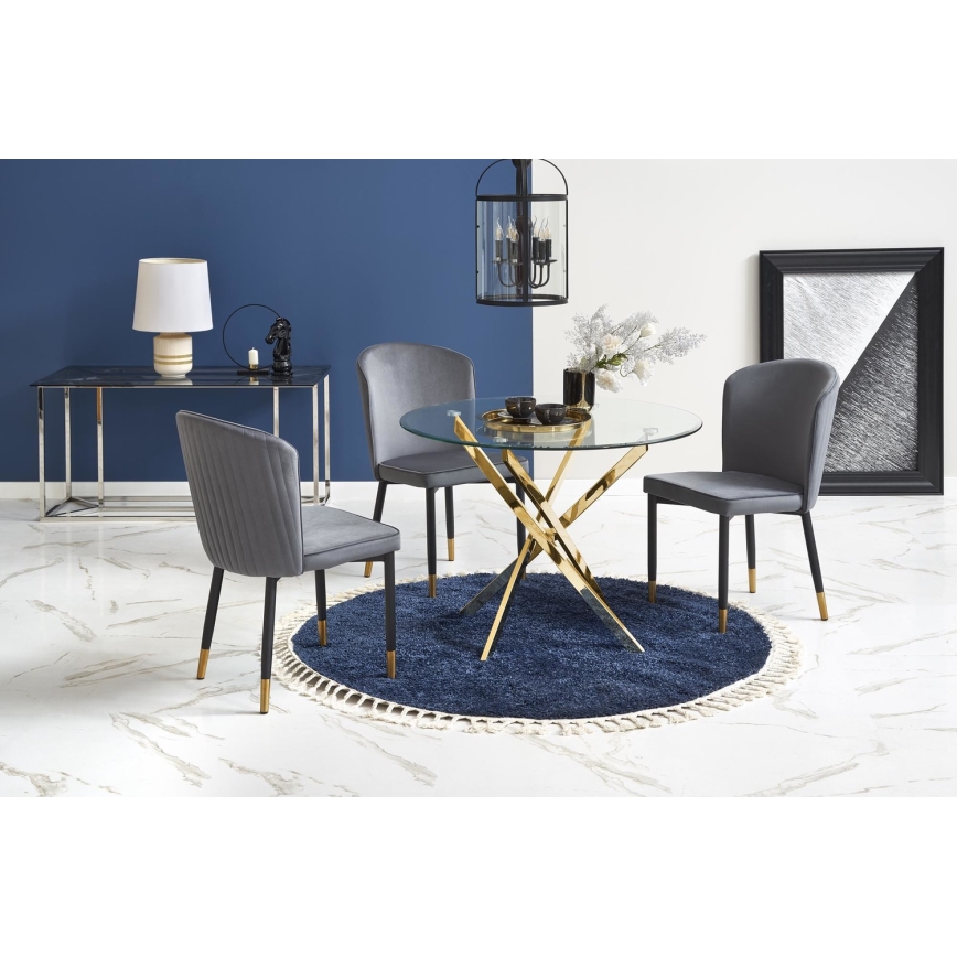 ESTEN Dining Table, Clear/Gold