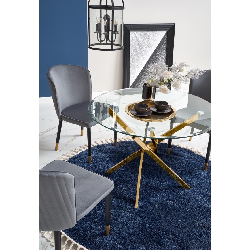 ESTEN Dining Table, Clear/Gold