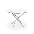 ESTEN Dining Table, Clear/Silver