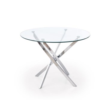 ESTEN Dining Table, Clear/Silver