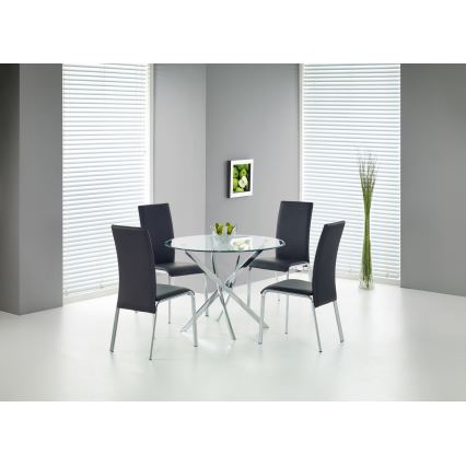 ESTEN Dining Table, Clear/Silver