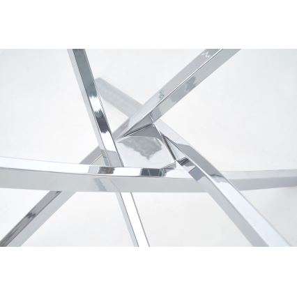 ESTEN Dining Table, Clear/Silver