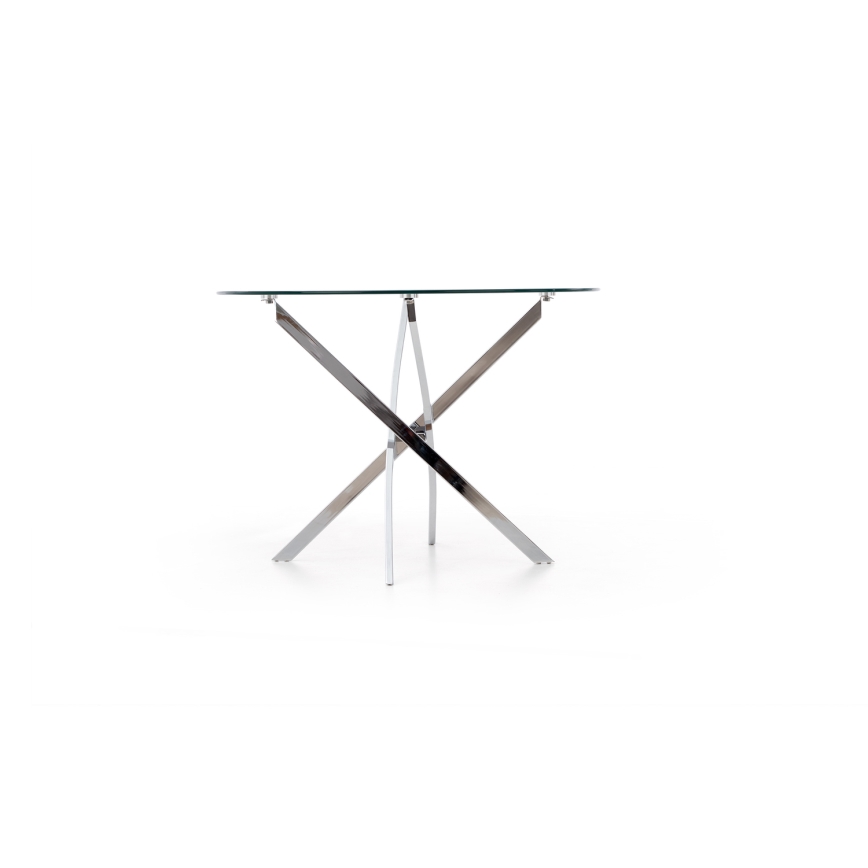 ESTEN Dining Table, Clear/Silver
