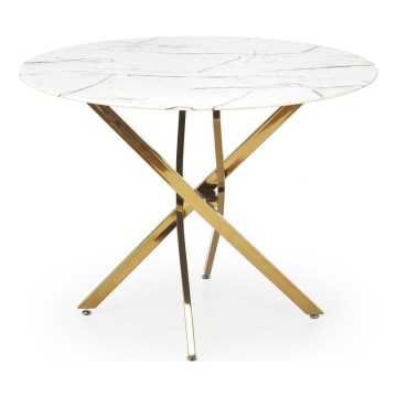 ESTEN Dining Table White/Gold