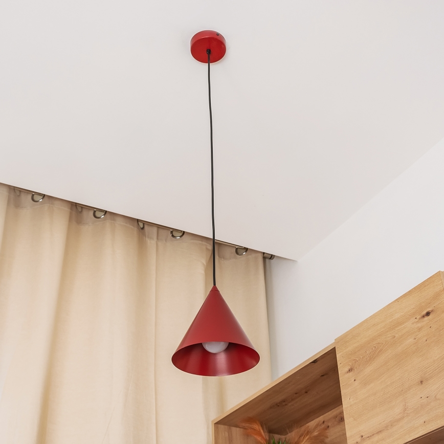 ETNA II cord pendant, 1xE27/15W/230V, dia. 18,5 cm, red