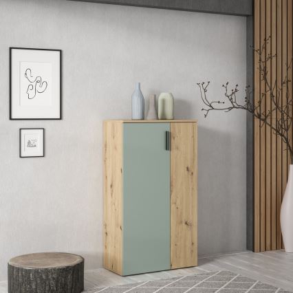 ETON Shoe Cabinet, Artisan Oak/Green