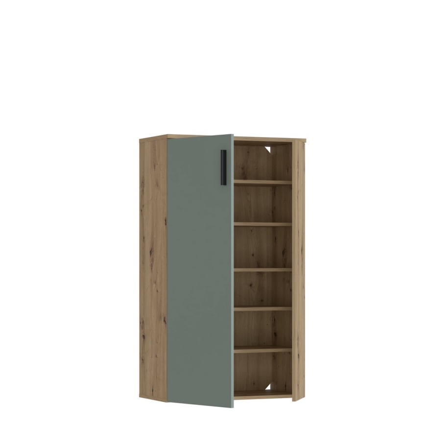 ETON Shoe Cabinet, Artisan Oak/Green