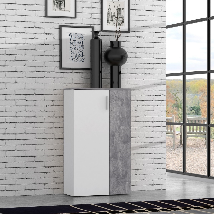 ETON Shoe Cabinet White/Grey Concrete
