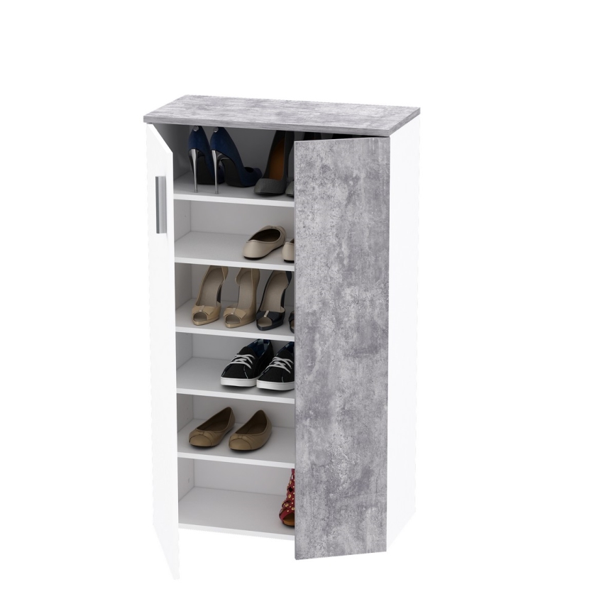 ETON Shoe Cabinet White/Grey Concrete