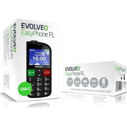 Evolveo - EasyPhone FL, Black Mobile Phone for Seniors