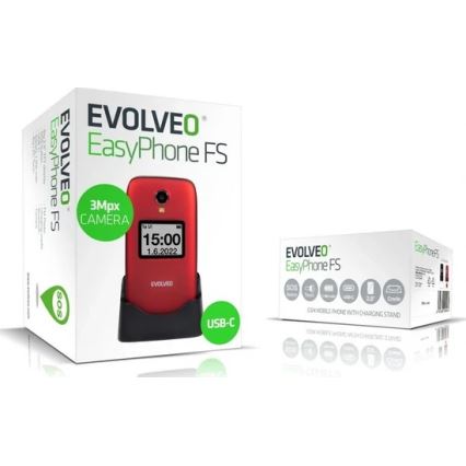 Evolveo - EasyPhone FS, 2.8 flip mobile phone, red
