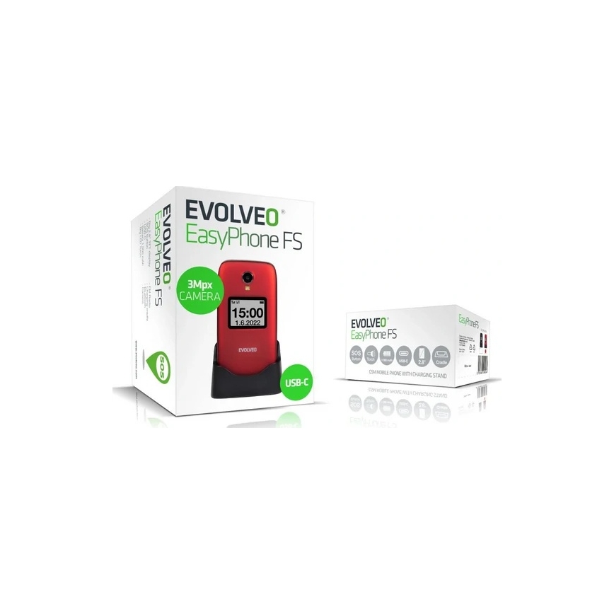 Evolveo - EasyPhone FS flip phone for seniors 2.8 red