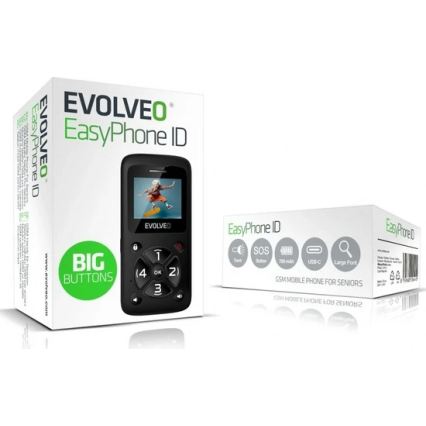 Evolveo - EasyPhone ID, mobile phone for seniors, black