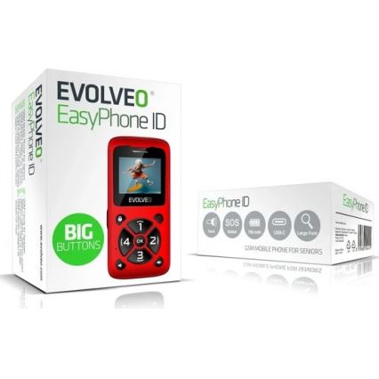 Evolveo - EasyPhone ID Senior Mobile Phone, Red