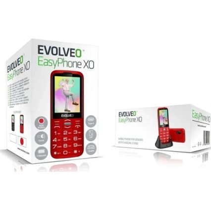 Evolveo - EasyPhone XO, red mobile phone for seniors