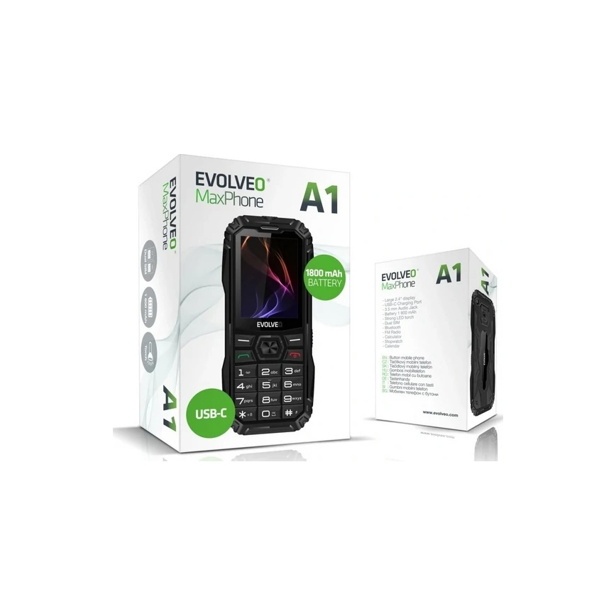 Evolveo - MaxPhone A1 button-operated Dual SIM phone, black