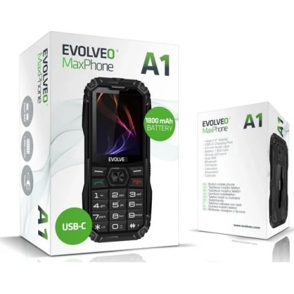 Evolveo - MaxPhone A1, Dual SIM feature phone with physical keys, black