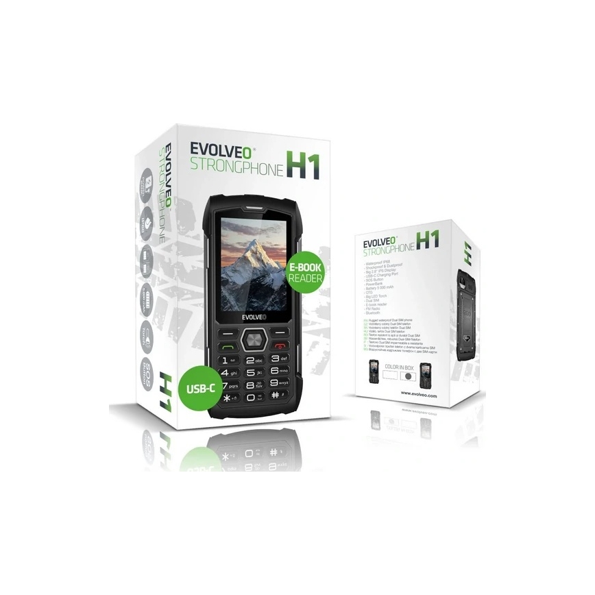 Evolveo - StrongPhone H1, waterproof Dual SIM phone, black - silver