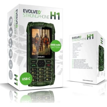 Evolveo - StrongPhone H1, waterproof Dual-SIM phone in hunting camouflage