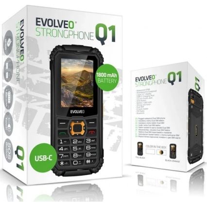 Evolveo - StrongPhone Q1, waterproof Dual-SIM phone, black-orange