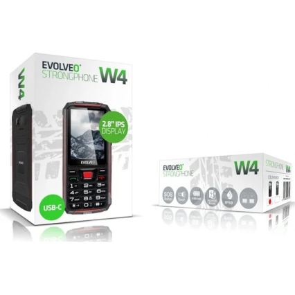 Evolveo - StrongPhone W4, waterproof Dual-SIM phone, black and red
