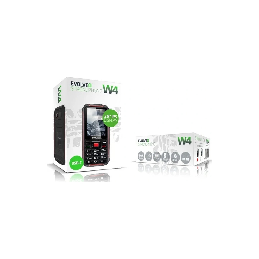 Evolveo - StrongPhone W4, waterproof Dual-SIM phone, black and red
