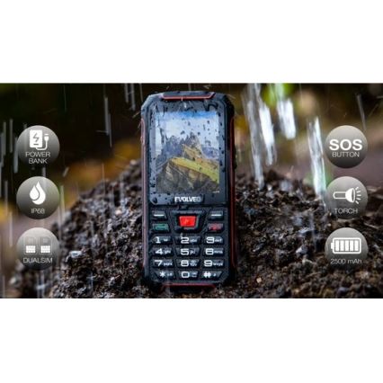 Evolveo - StrongPhone W4, waterproof Dual-SIM phone, black and red