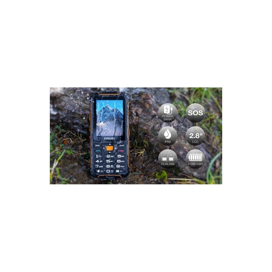 Evolveo - StrongPhone Z6, waterproof Dual-SIM phone, black and orange