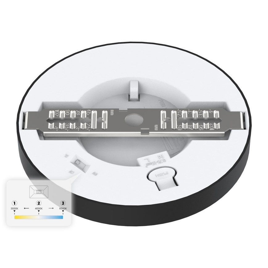 EVORA LED Ceiling Light, 6W, 230V, 3000/4000/6000K, Ø14 cm, Black