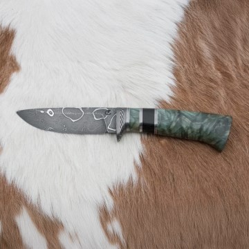 Exclusive Damascus knife 11,6 cm maple/ebony
