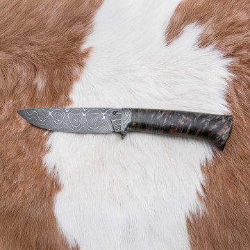 Exclusive Damascus knife 12,7 cm maple/agate