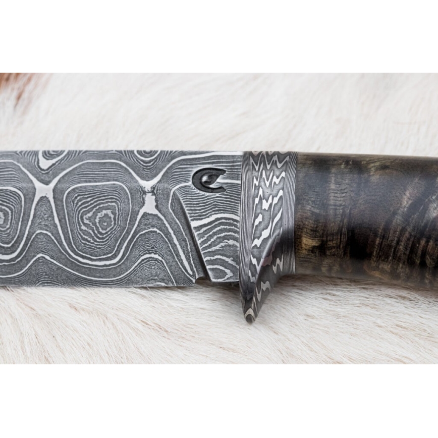 Exclusive Damascus knife 12,7 cm maple/agate