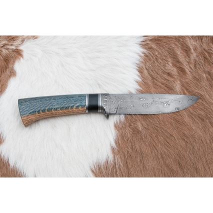 Exclusive Damascus knife 12,7 cm oak/ebony