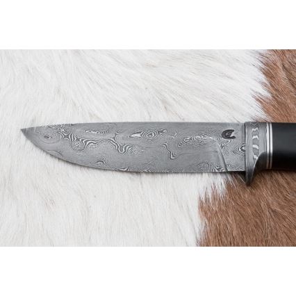 Exclusive Damascus knife 12,7 cm oak/ebony