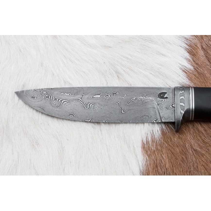 Exclusive Damascus knife 12,7 cm oak/ebony