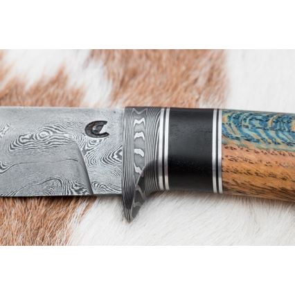 Exclusive Damascus knife 12,7 cm oak/ebony