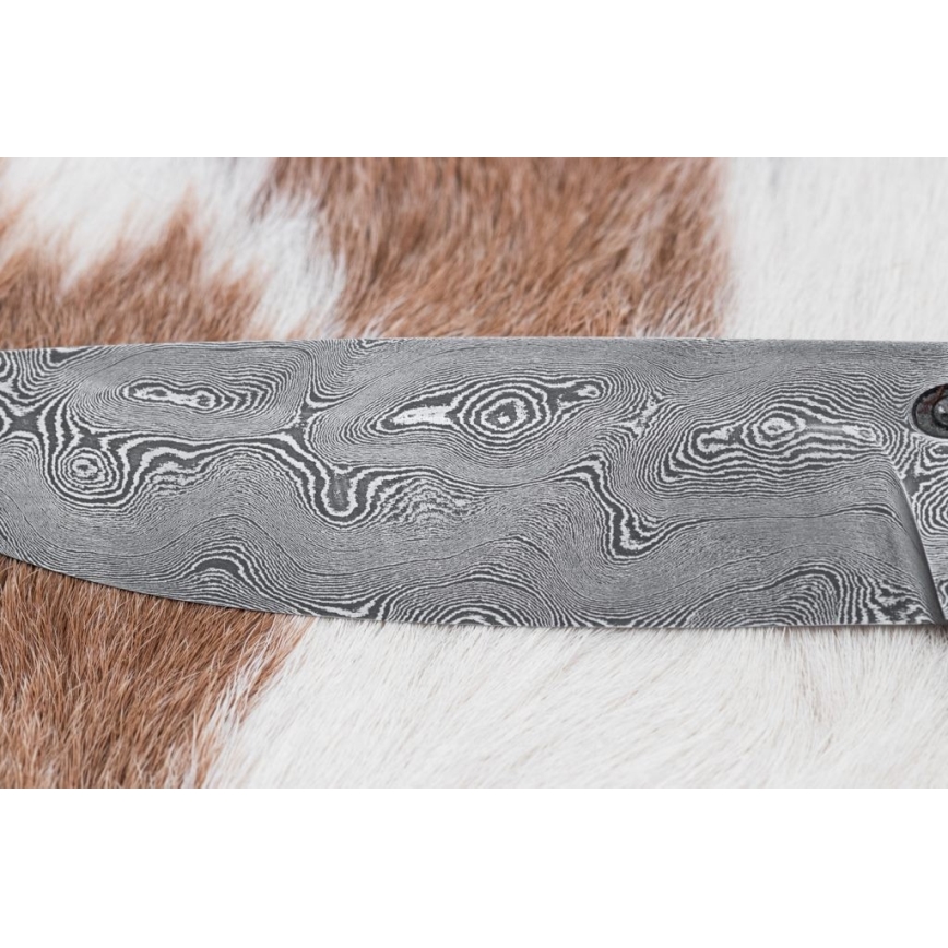 Exclusive Damascus knife 12,7 cm oak/ebony