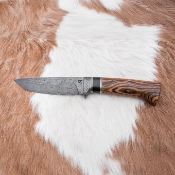 Exclusive Damascus knife 12 cm bocote/ebony