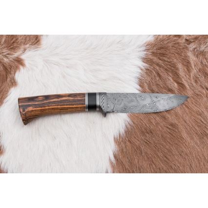 Exclusive Damascus knife 12 cm bocote/ebony